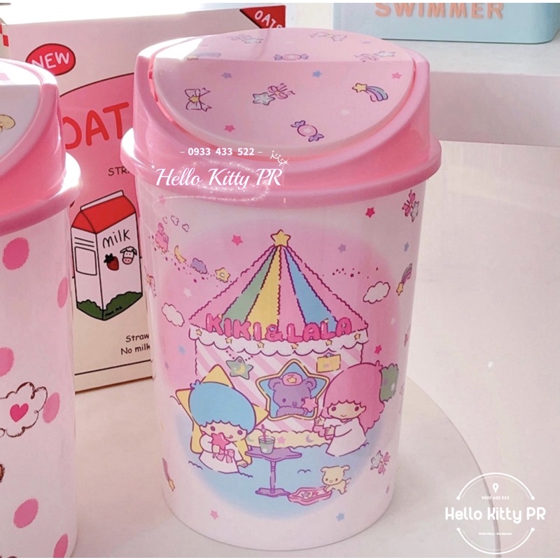 Thùng rác nắp lật Hello Kitty, Melody, Cinnamoroll, Little Twin Star