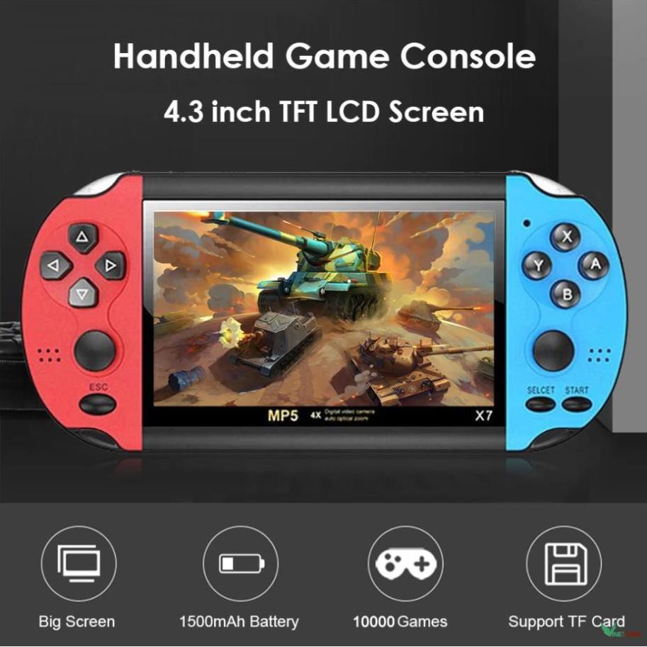 Máy Chơi Game, Cài Sẵn 9000 Trò Chơi GBA, SNES, GBC, PS1, PSP, Nitendo, X7 Mini - Chơi Game, Xem Phim - Tiếng Việt