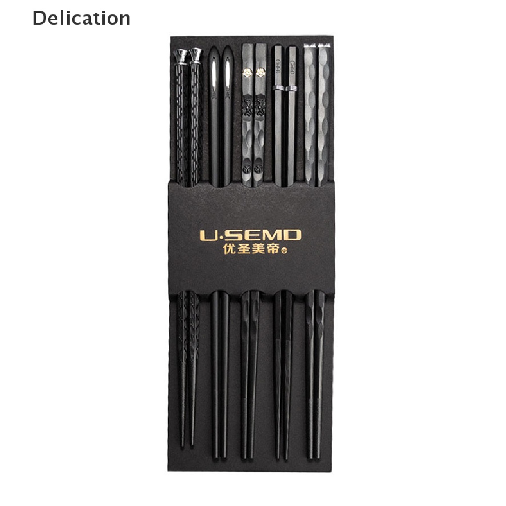 Set 5 Cặp Gậy Khắc Laser Bằng Hợp Kim Không Trượt Có Thể Tái Sử Dụng