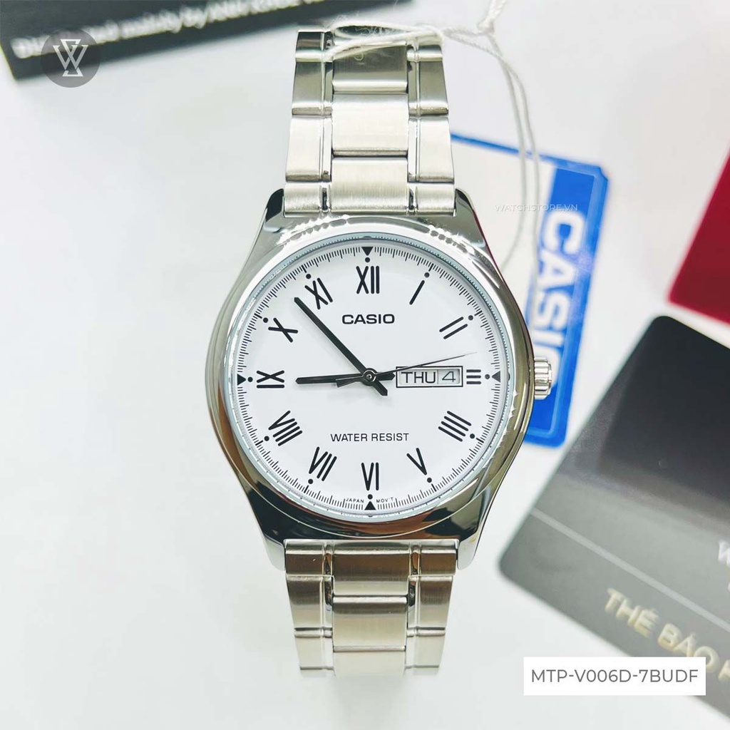 Đồng Hồ Quartz Nam Casio WATCHSTORE MTP-V006D-7BUDF Thiết Kế Kính Khoáng 38mm, Dây Đeo Kim Loại Và Vỏ Thép Không Gỉ