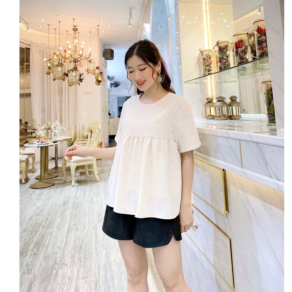 Áo Babydoll Hoa Nhí Voan Hàn PEONYB Nữ [FREESHIP] 🌸 Thun kiểu bánh bèo tiểu thư, phông cộc tay hot girl mặc đi biển 🌸