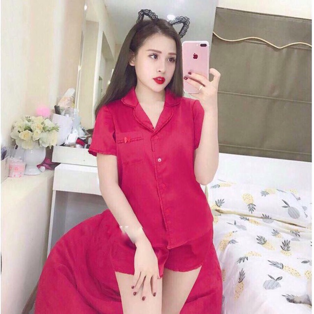 Bộ lụa satin cao cấp mặc nhà nữ chính hãng The Jume