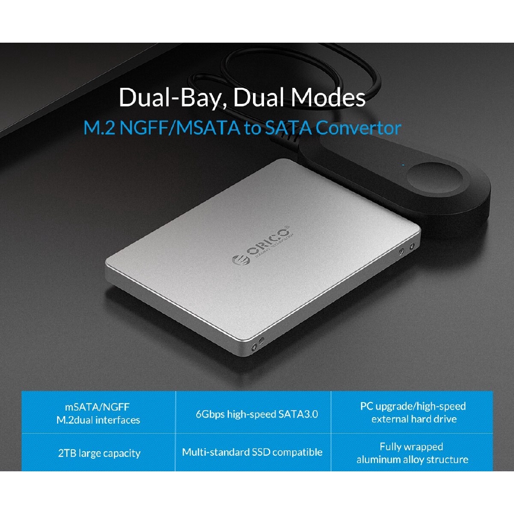 Bộ Chuyển Đổi Hai Cổng Orico MS2TS M.2 NGFF MSATA Sang SATA 3.0 SSD 2.5 inch | BigBuy360 - bigbuy360.vn