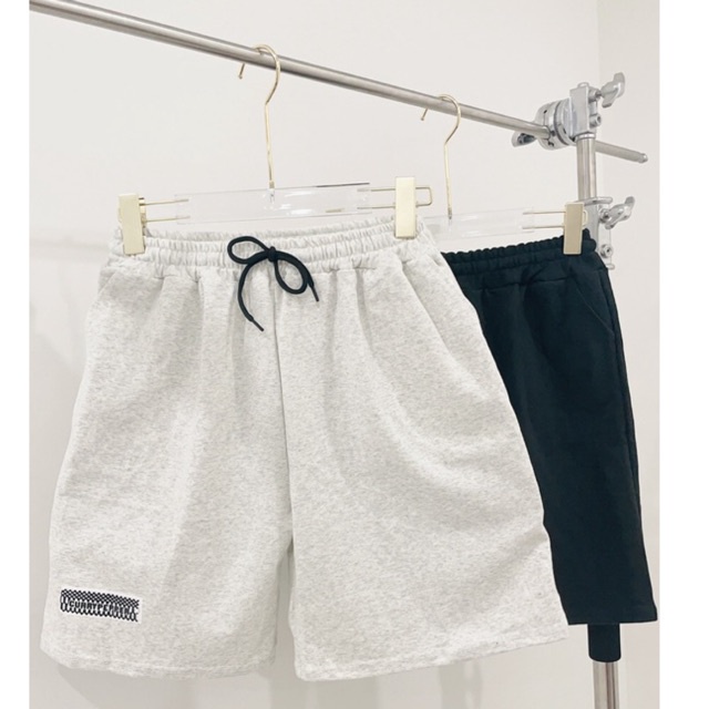 Quần short unisex form rộng CURIPER nam nữ hai màu đen xám chất nỉ cotton phong cách Ulzzang