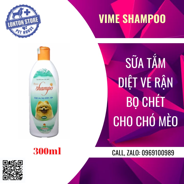 VEMEDIM Vime shampoo - Sữa Tắm Diệt Ve, Rận, Bọ Chét Vime Shampoo 300 ml - Lonton store