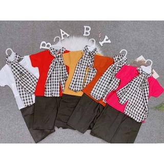 Bộ bà ba quần đen cho bé trai bé gái kèm khăn rằn