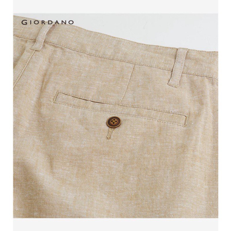 GIORDANO MEN Linen-cotton solid pants 01110339