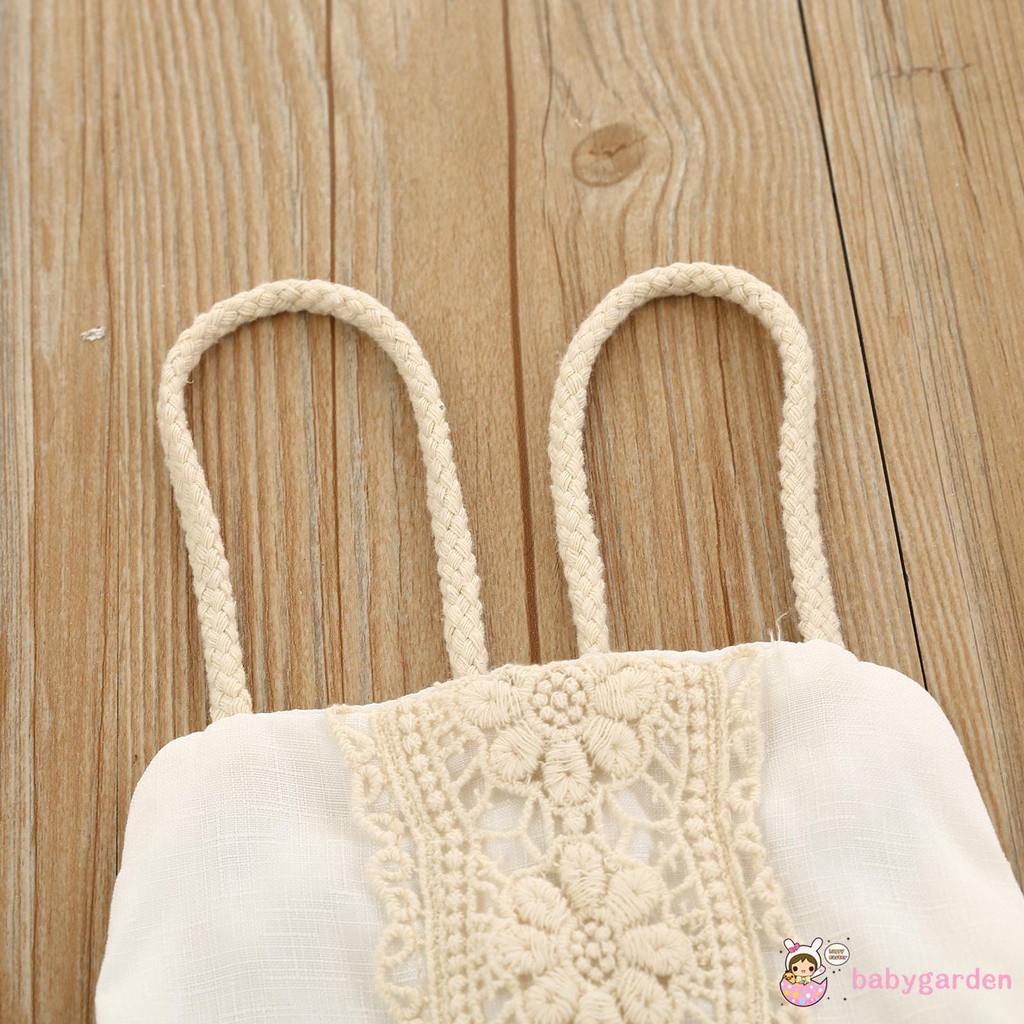 Bộ Áo Liền Quần Phối Ren Hoa Hở Lưng Thời Trang Mùa Hè Cho Bé Gái