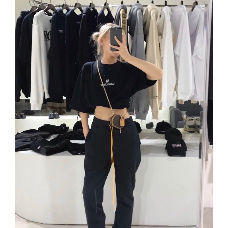 Áo phông nam nữ Balenciaga hàng cao cấp thêu chữ đơn giản năng động cho mùa hè