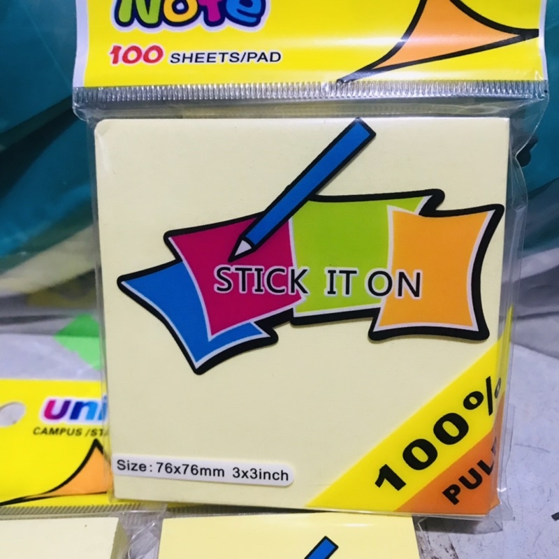 Giấy Nhớ Giấy Ghi Chú Stick It ON 100 tờ Vàng 1 tệp