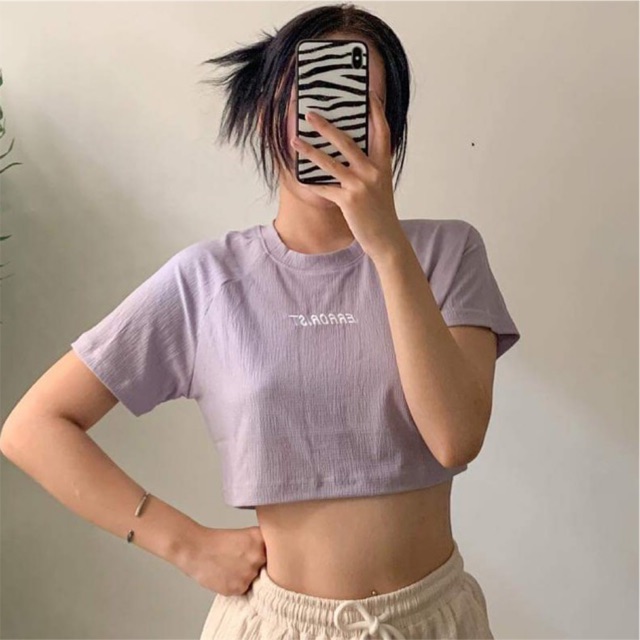 Áo ERRORIST basic croptop màu trắng/ đen/ tím