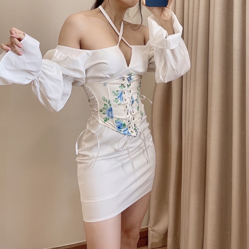Đầm trắng cổ U (hình thật của shop)