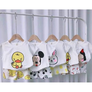 Bộ cotton giấy màu cộc tay cài vai cho bé