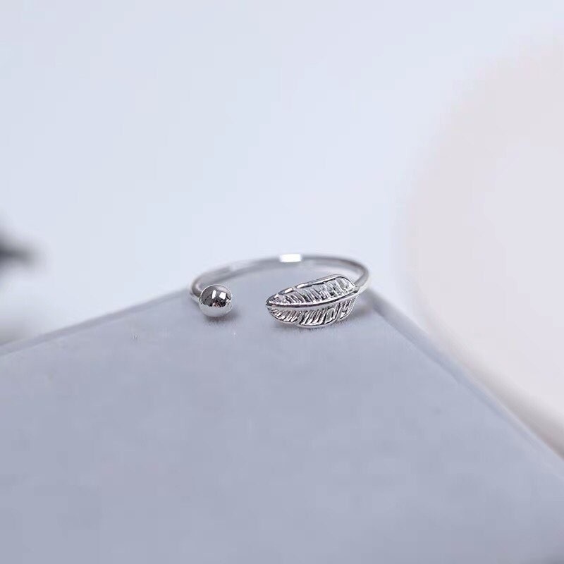 Nhẫn bạc nữ Tlee nhẫn lông vũ basic cá tính TleeJewelry A0186