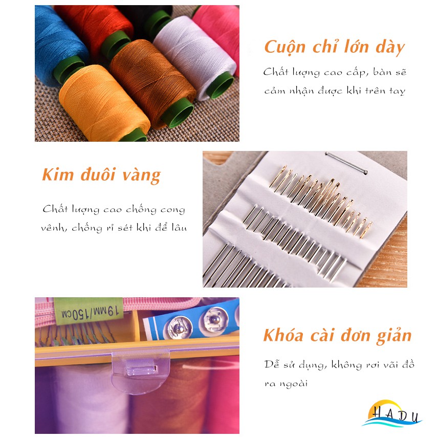 Hộp kim chỉ đa năng cao cấp hộp trong suốt 10 món thiết yếu khi may vá gia đình nhỏ gọn bỏ túi chất lượng cao HADU