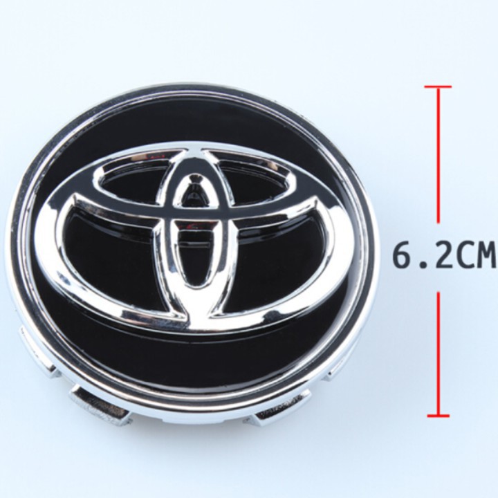 Biểu tượng logo Toyota chụp mâm, vành, bánh xe ô tô kích thước 62mm - 5 màu - Mã: TOYOTA62