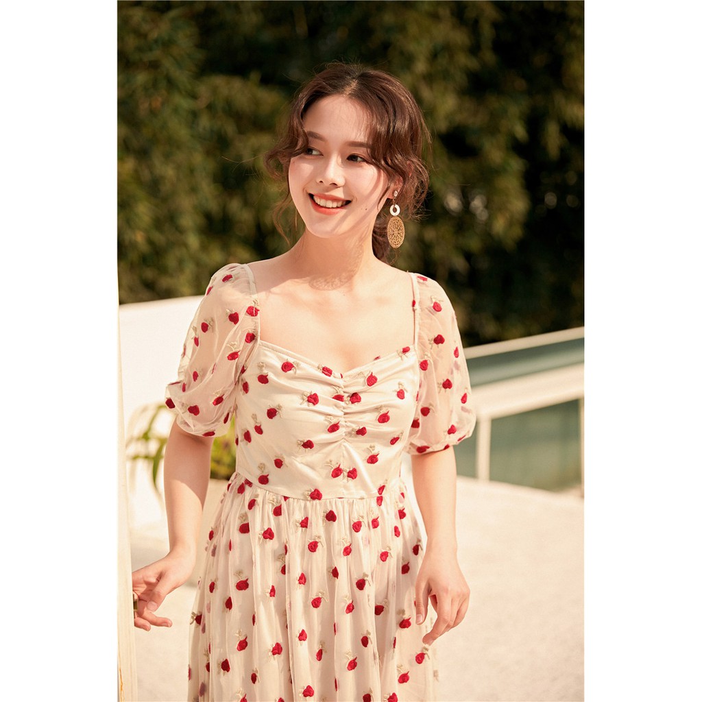 Đầm Voan Hoa Hồng 3D Bay Bổng - phong cách Retro (kèm hình cuối chụp trên manocanh) | BigBuy360 - bigbuy360.vn