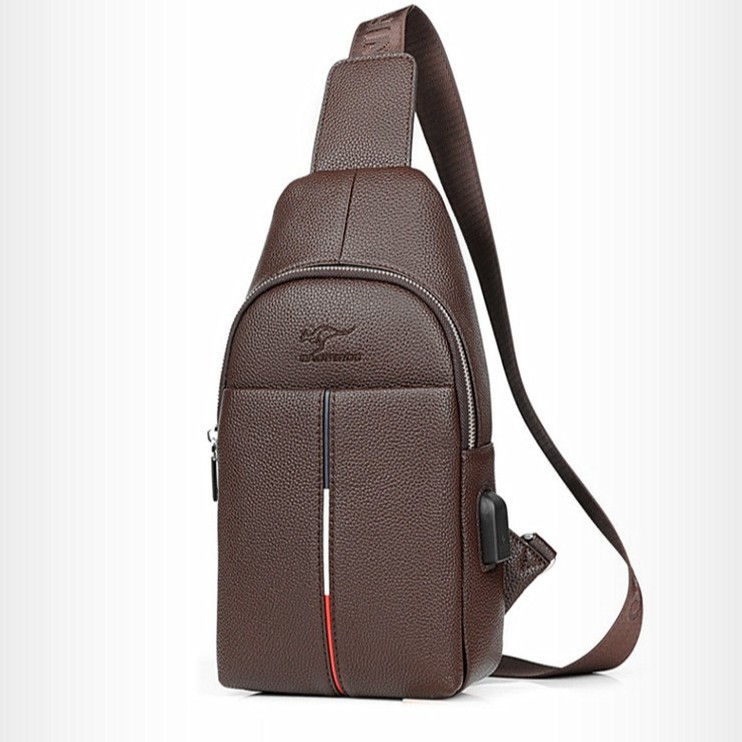 Túi đeo chéo nam da PU chống nước tích hợp cổng sạc USB thông minh, thiết kế trẻ trung, năng động TC103