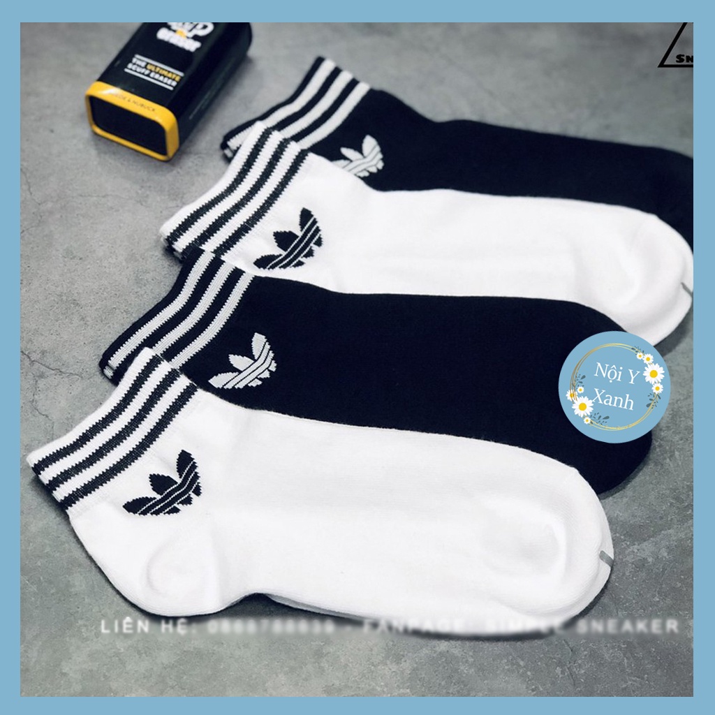 Tất nam nữ hình 3 lá - Vớ Nam Nữ Unisex - Adidas Cổ Thấp Cao Cấp Cực Đẹp chất đẹp, thoáng hút mồ hôi