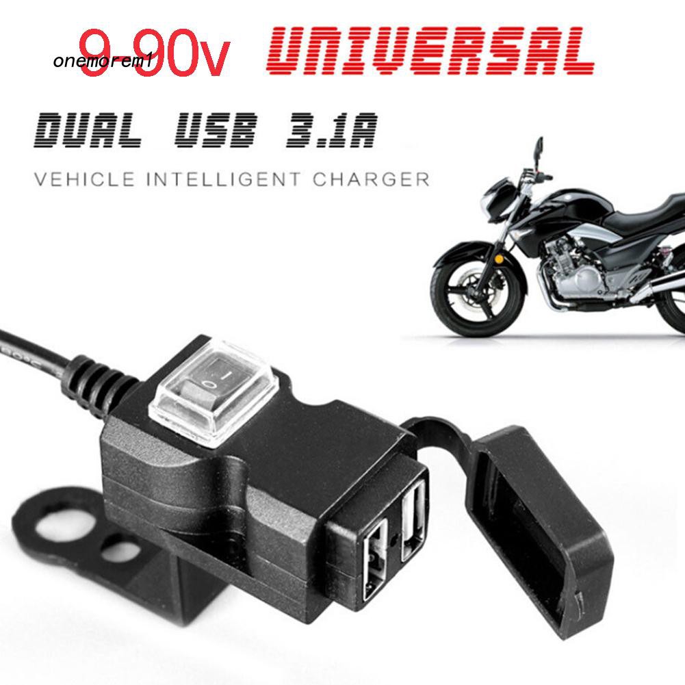 Ổ cắm sạc điện thoại 2 lỗ cắm USB gắn xe máy