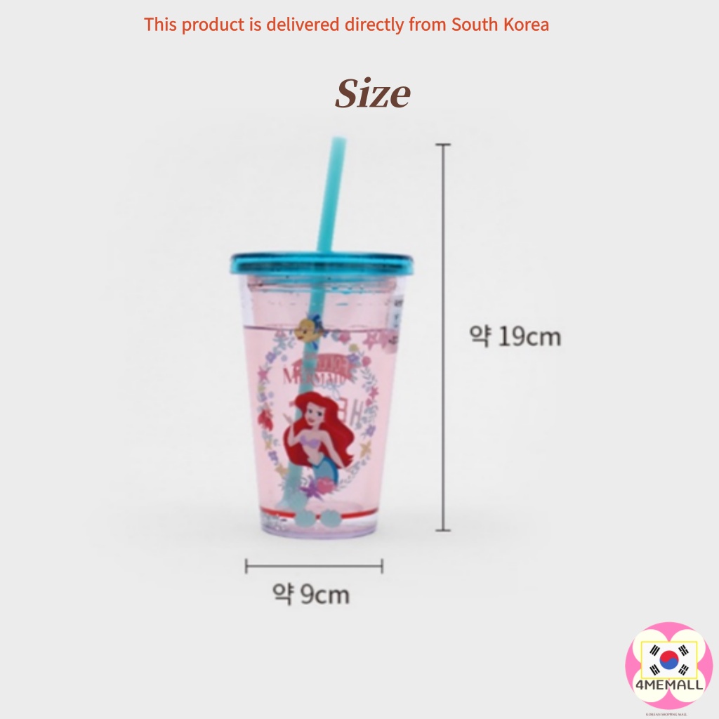 DAISO Bình nước có ống hút dung tích 330ml họa tiết công chúa Disney xinh xắn