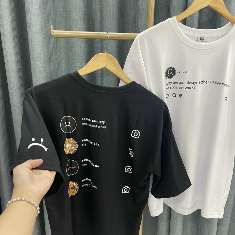 Áo thun SADBOIZ SADTAGRAM Full Tag Vải Hãng Chất Cotton Dày Dặn Tay Lỡ Form Rộng sad boy