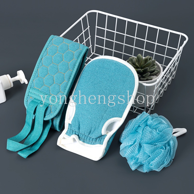 Set 3 bông tắm chà lưng tẩy tế bào chết tiện dụng