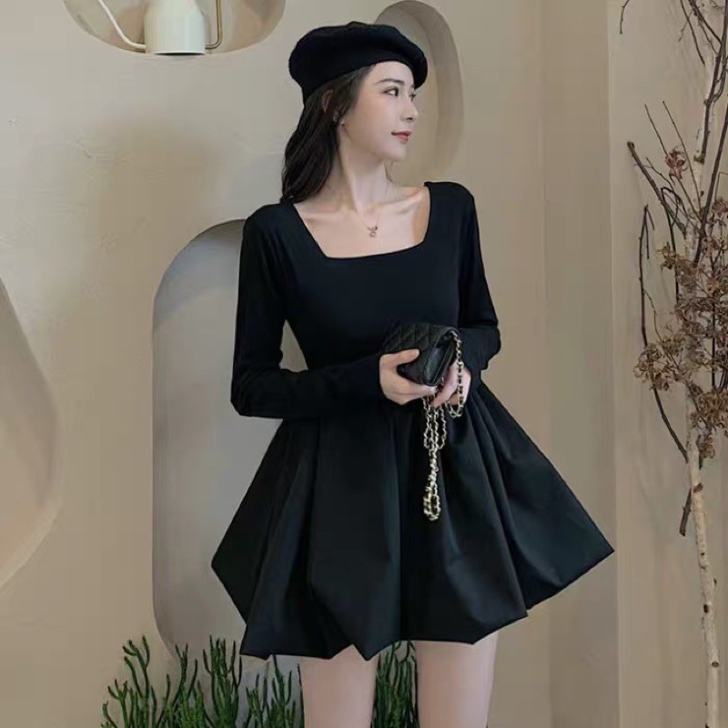 Váy Babydoll Trắng Dài Tay-FREESHIP - Hàng Quảng Châu -đầm đi tiệc | BigBuy360 - bigbuy360.vn