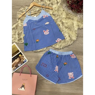 Đồ bộ đùi 2 dây vải lụa mặc nhà vải mịn mát
