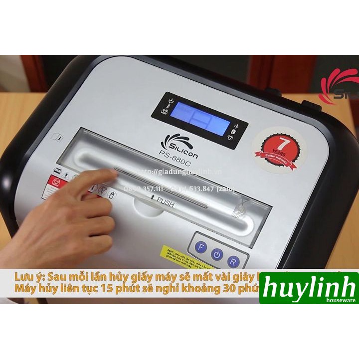 Máy hủy tài liệu Silicon PS-880C - 17 tờ/lần - 26 lít
