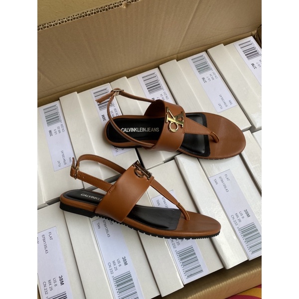 Giày sandal quai kẹp CK da thật xuất khẩu