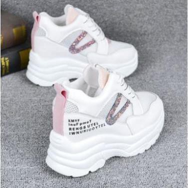 [hồng 38] Giày sneaker bánh mì nữ ulzzang trắng lưới thoáng khí độn đế tăng chiều cao 8cm Hàn Quốc chất lượng tốt -v12