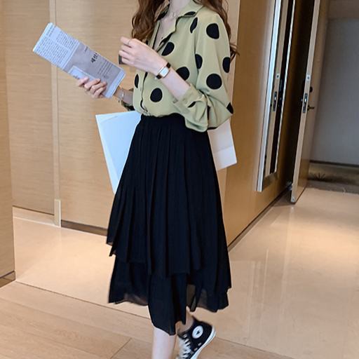 Áo voan họa tiết chấm bi phong cách Hồng Kông cổ điển thời trang  dành cho nữ