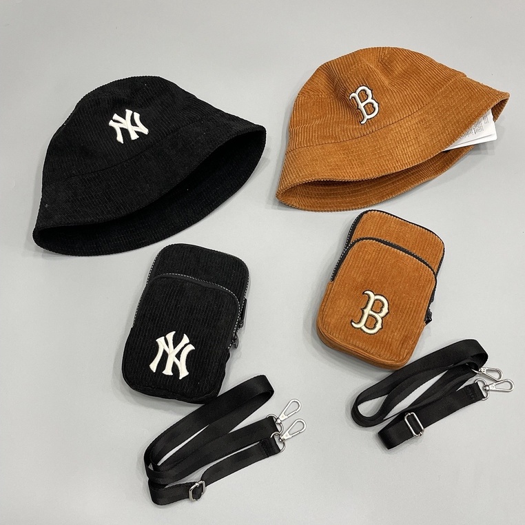 [KINGBALO] Túi đeo chéo mini logo MLB NY, B chất nhung xịn, dây đeo tháo rời khoá kim loại thời trang. Đầy đủ tem tag