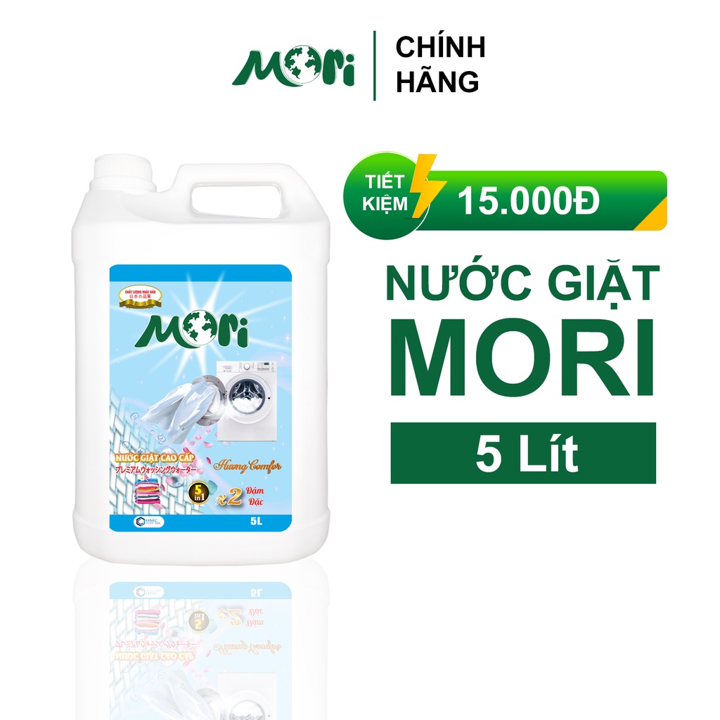 Nước giặt thơm Mori can 5Lit Lưu hương - Hương Comfor, Hương Lovely, Hương Enchanter, Hương đặc biệt Gold