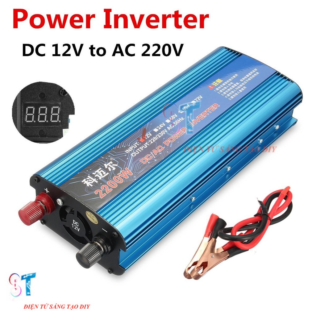 Bộ Inverter Kích Điện 12VDC Lên 220VAC Có LED Hiển Thị 2200W