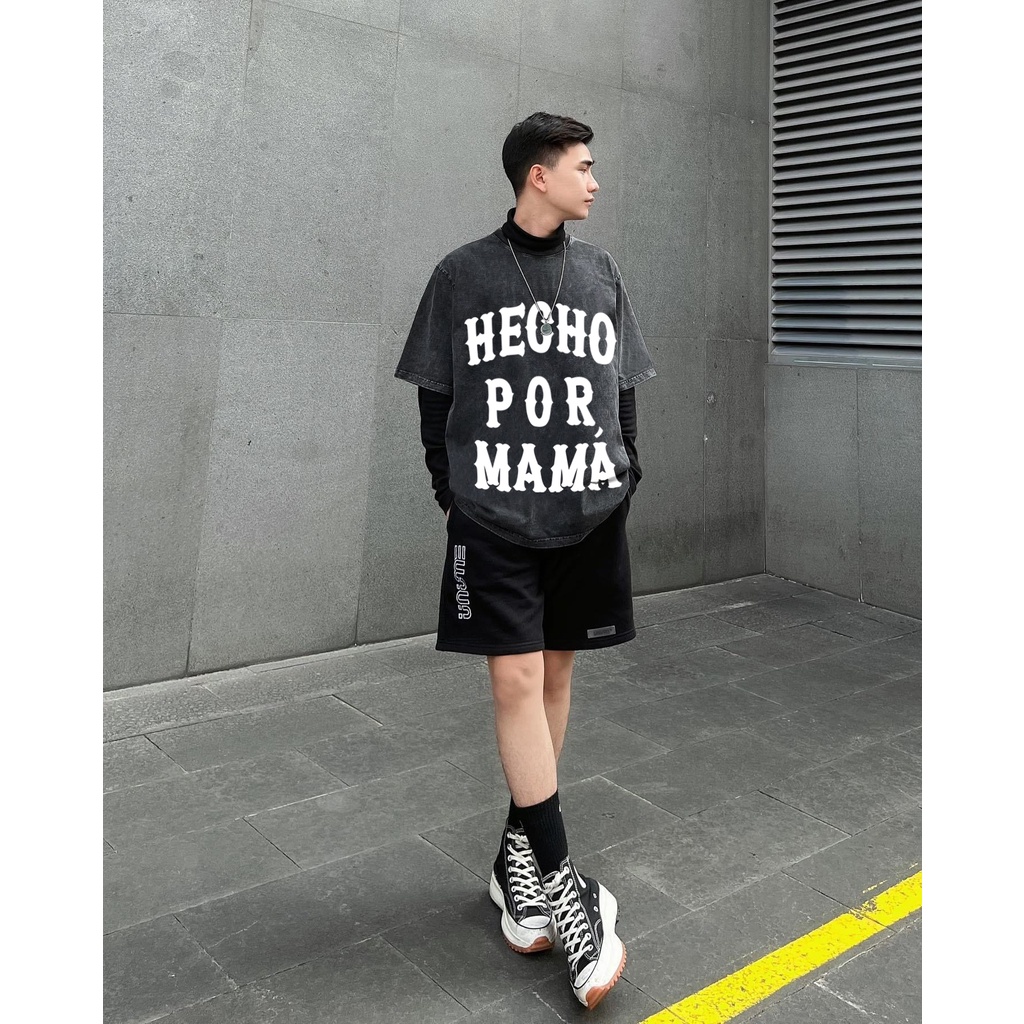 Áo thun HECHO POR MAMA unisex tay lỡ Local brand Ocean - Áo phông Ullzang tay lỡ nam nữ 2 Màu 100% Cotton - OCEAN.CLO