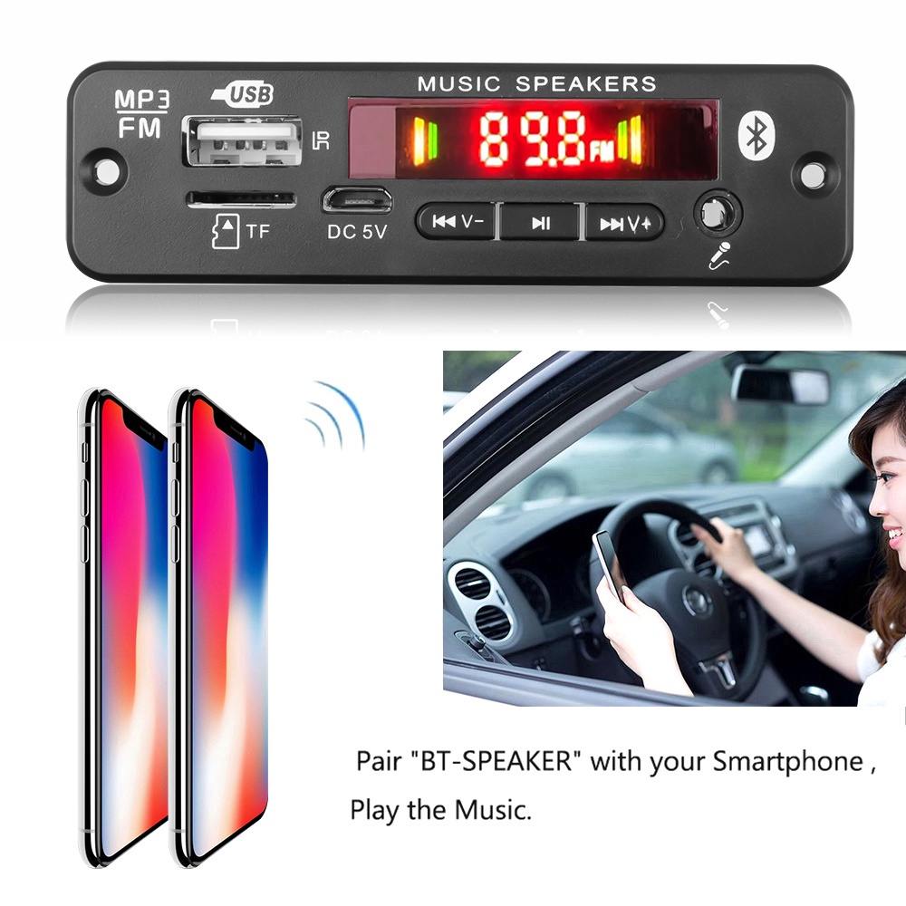 Dc Bảng Mạch Khuếch Đại Âm Thanh 6v-18v 2 * 20w 40w mp3 bluetooth v5.0 mp3 aux radio