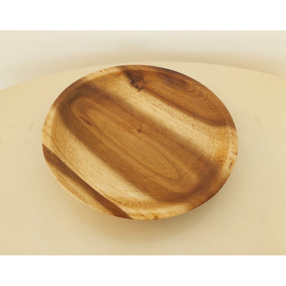 Đĩa, Dĩa, Khay Gỗ Tròn Nhiều Kích Thước Trang Trí, Đựng Trà, Trái Cây Kiểu Dáng Vintage Mộc Mạc - Hàng VN Xuất Khẩu