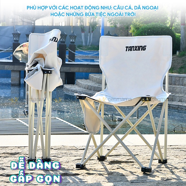 Ghế ngồi câu cá, cắm trại, dã ngoại, du lịch gấp gọn có tựa lưng, ghế xếp thư giãn