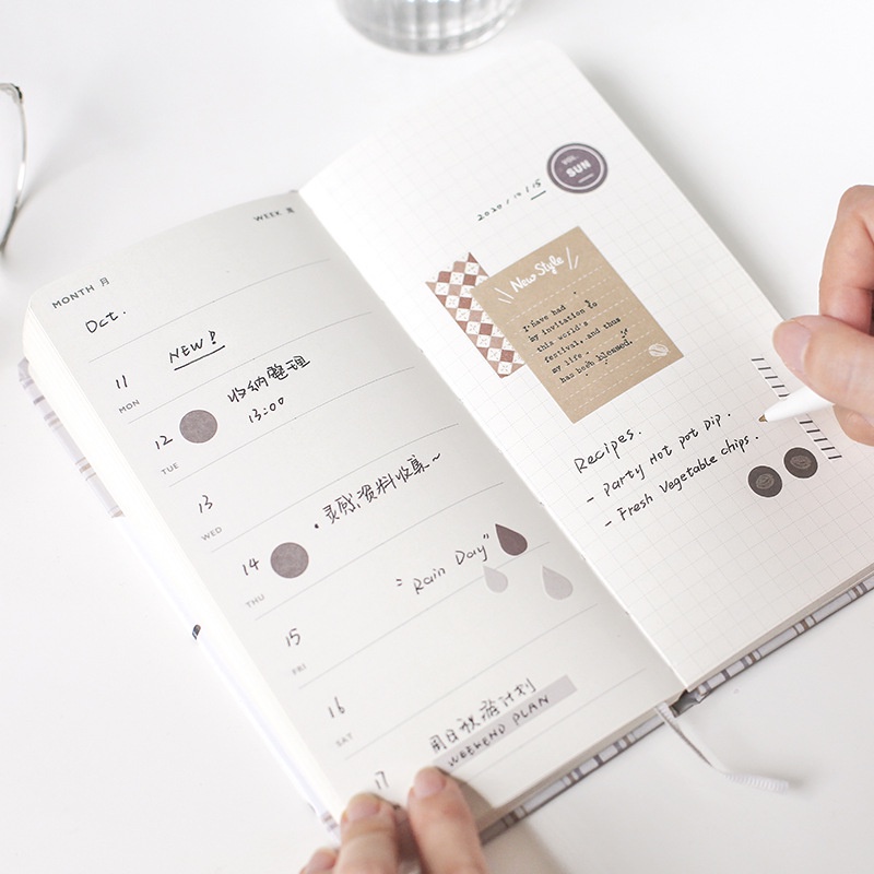 Sổ Tay Planner Slim Thương Hiệu NOTE FOR Bìa Caro Nhiều Màu 168 Trang