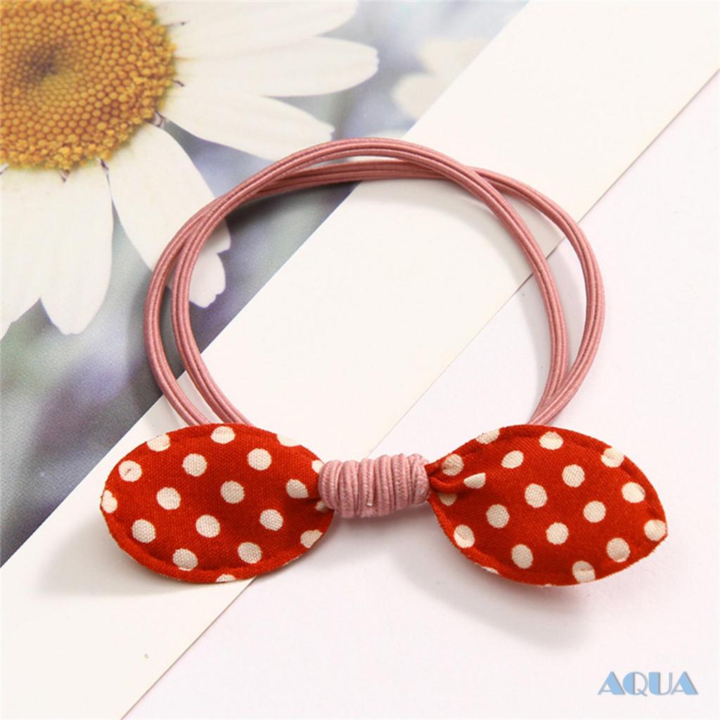 Dây Cột Tóc Thắt Nơ In Họa Tiết Chấm Bi Dễ Thương Cho Bé Gái