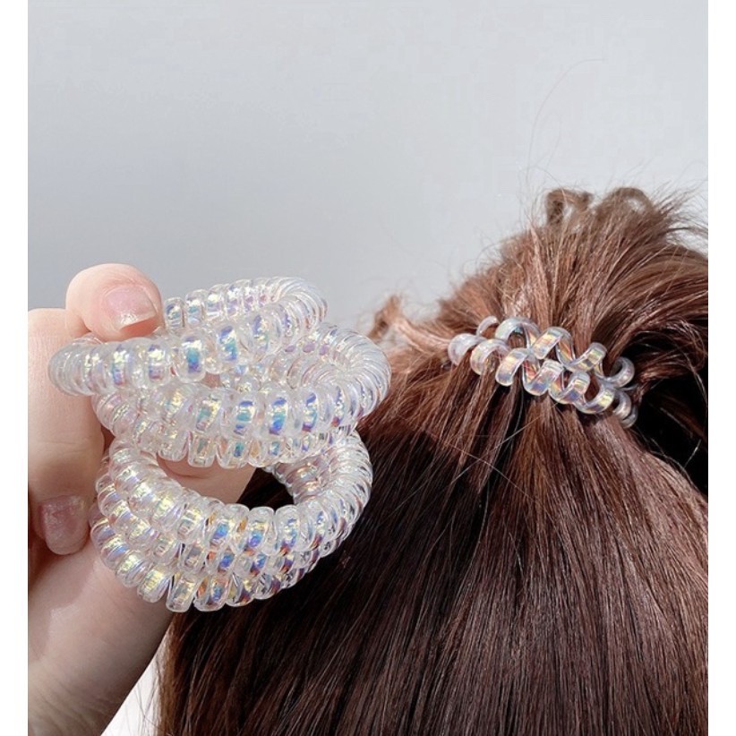 Buộc tóc lò xo ánh nhũ xinh xắn, cột tóc lò xo co giãn