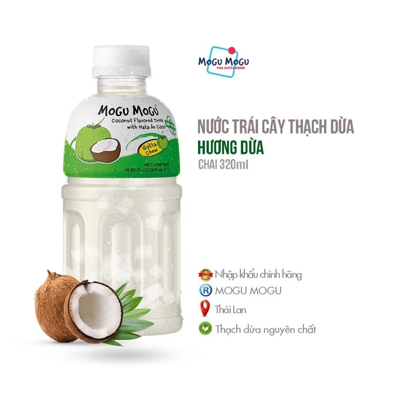 Nước uống Mogu Mogu vị trái cây với thạch dừa thơm ngon giúp bổ sung vitamin thiết yếu