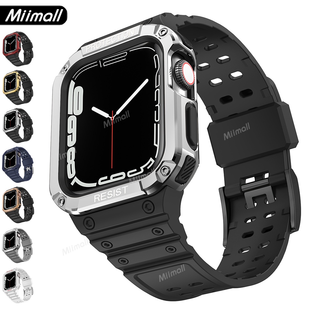 Dây Đeo Đồng Hồ Bằng TPU Dẻo 2 Trong 1 Dành Cho Apple Watch Series 8 7 41mm 45mm 8
