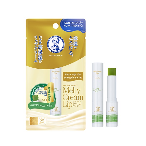 (Chính hãng) Son tan chảy dưỡng môi chống nắng Mentholatum Melty Cream Lip SPF25, PA+++ (2.4g)