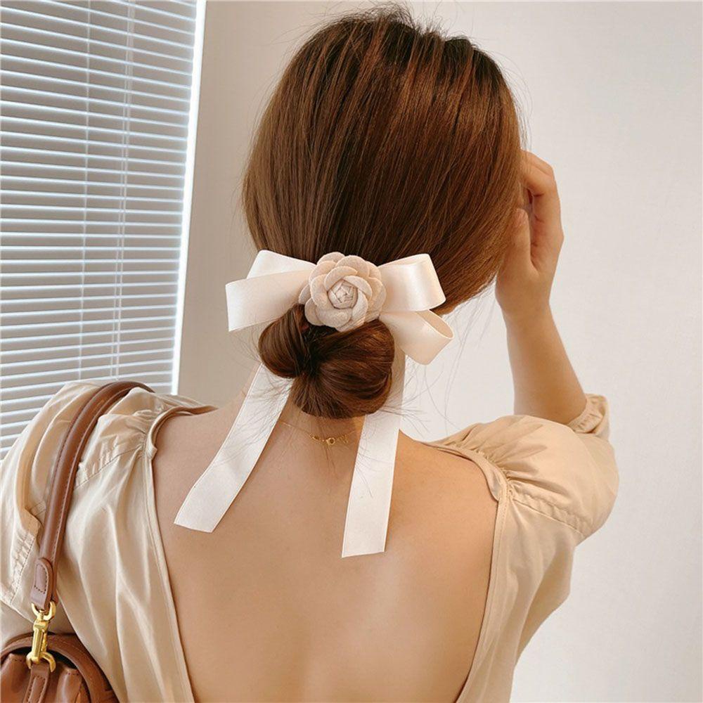 Mocho Kẹp Tóc Hình Nơ Hoa Trà Phong Cách Hàn Quốc Cho Nữ