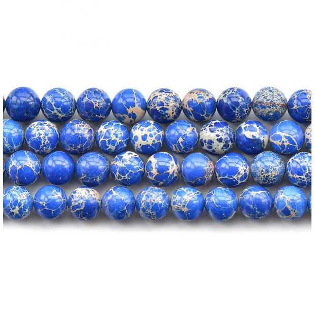 Chuỗi Hạt Đá Tròn Xanh Dương Tự Nhiên 4/6/8/10/12 mm Dùng Làm Trang Sức Thủ Công