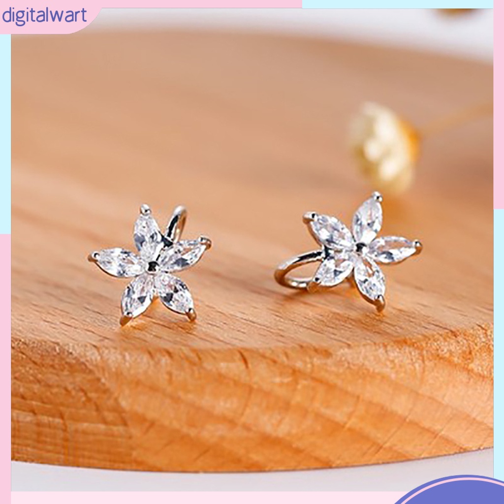Khuyên kẹp vành tai hình hoa đính đá thời trang cho nữ