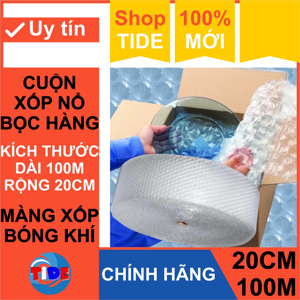 Xốp nổ bọc hàng – Dài 100M x Rộng 20CM – Màng xốp bóp nổ